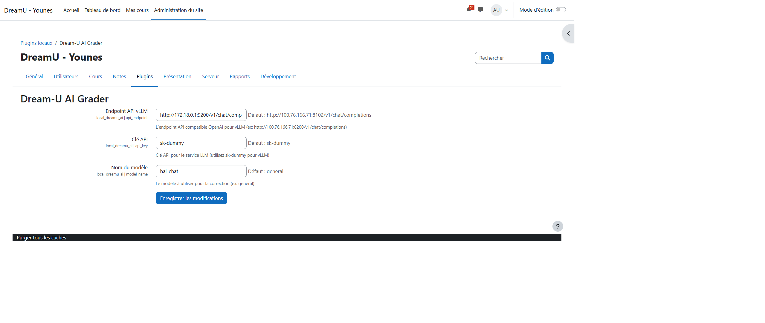 Configuration admin AI Grader