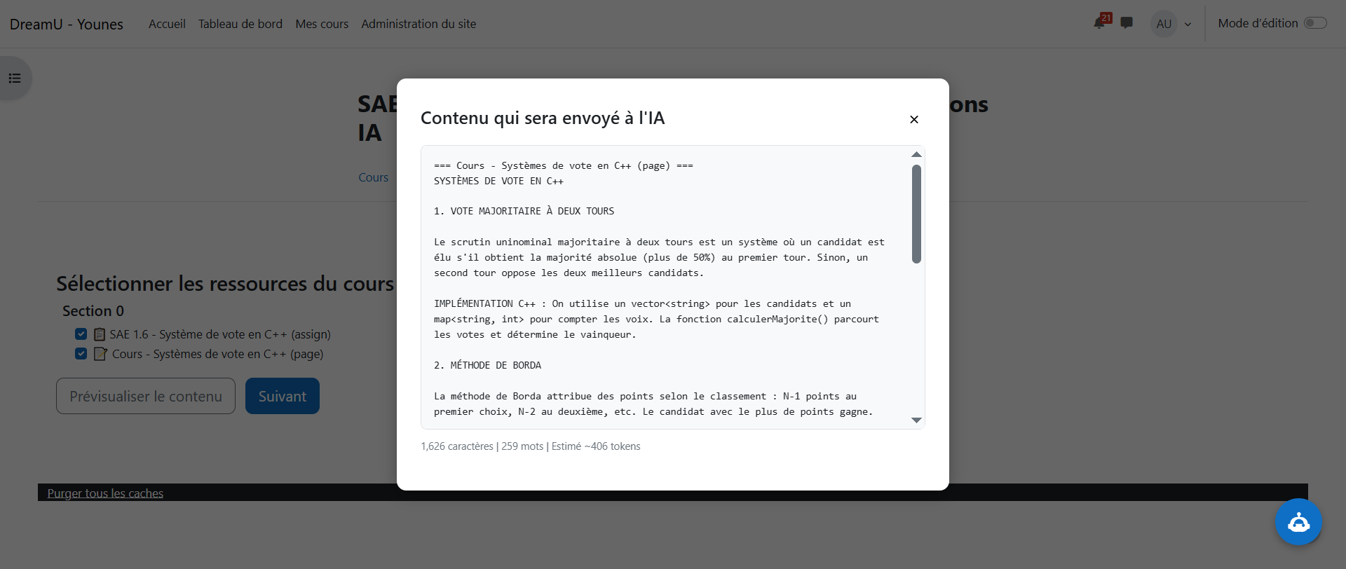 Preview modal