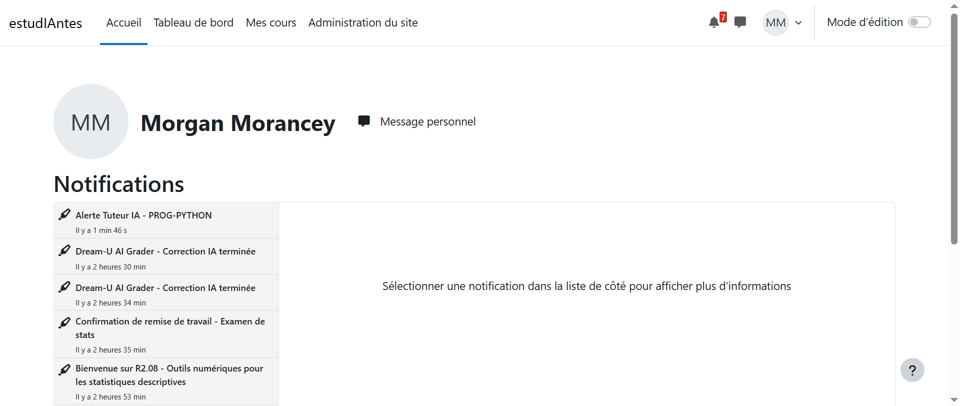Liste des notifications de Morgan Morancey