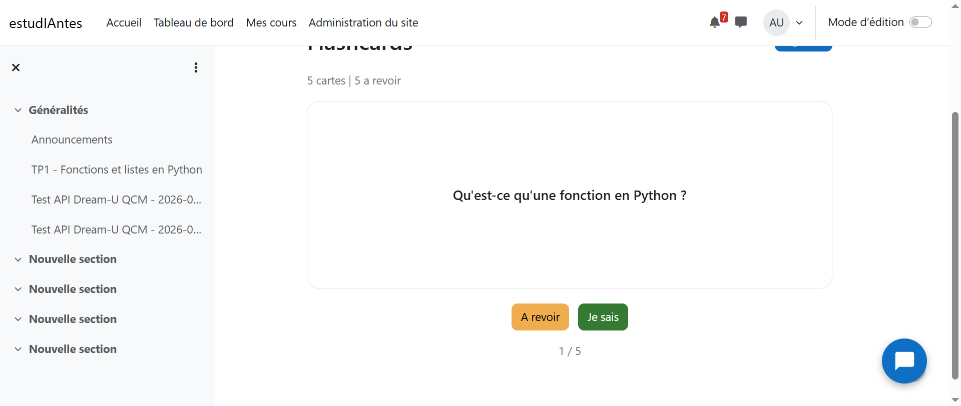 Flashcard recto