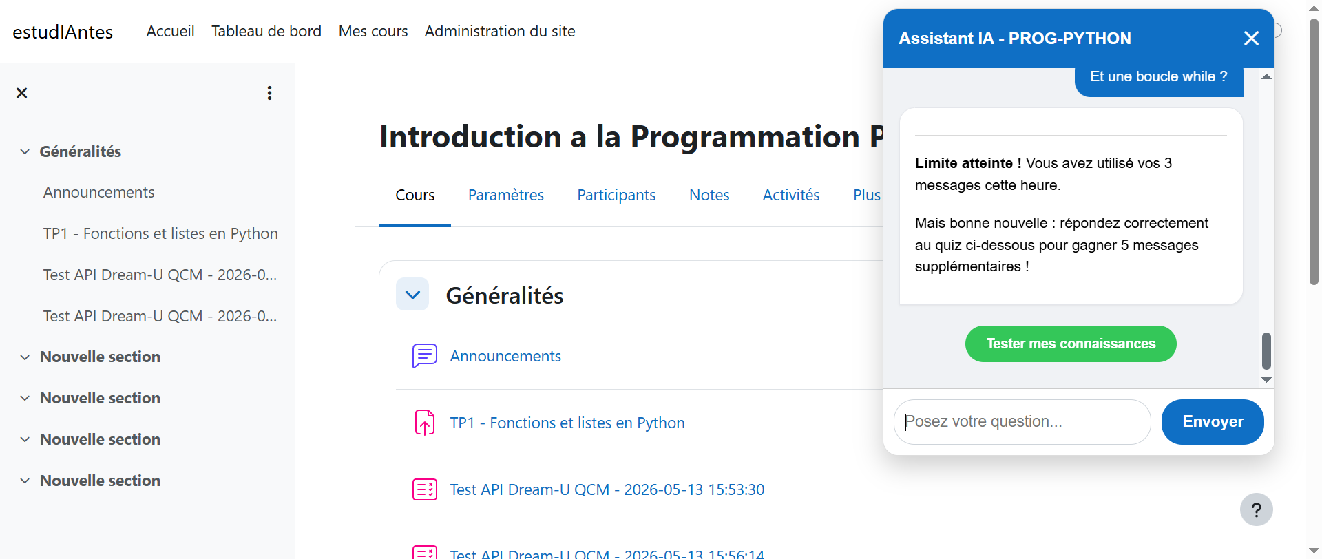 Limite atteinte avec gamification